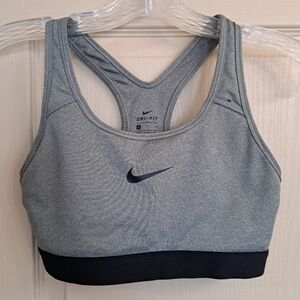 Nike Gray and Black Sports Bra Medium Support Size SMALL
